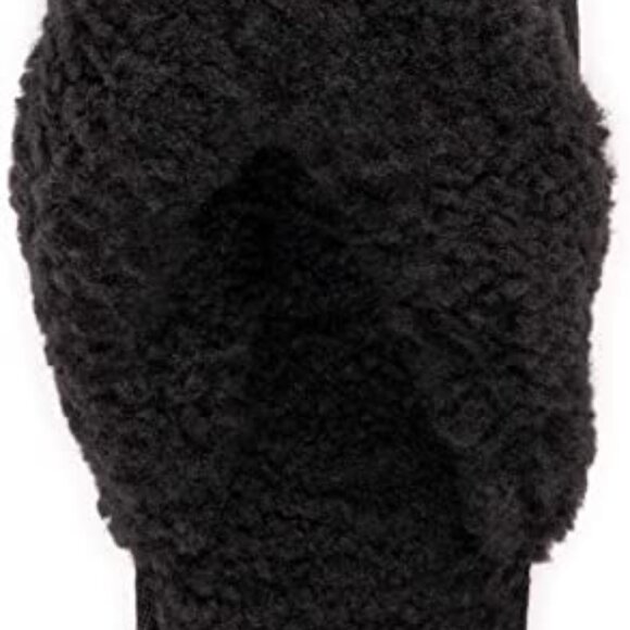 Women's Black Fuzzy Thong Slippers with Memory Foam Sole for Support - Picture 3 of 12